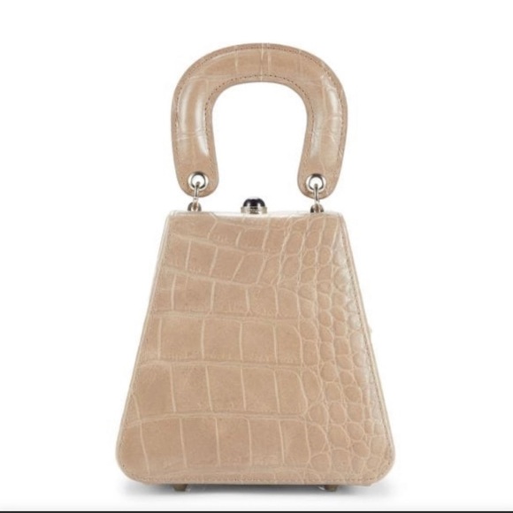 STAUD Handbags - STAUD - NEW - Kenny Croc-Embossed Leather Top Handle Bag - French Grey